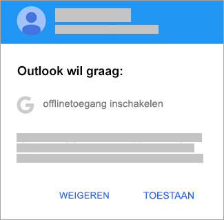 Tik op Toestaan om Outlook offlinetoegang te geven.